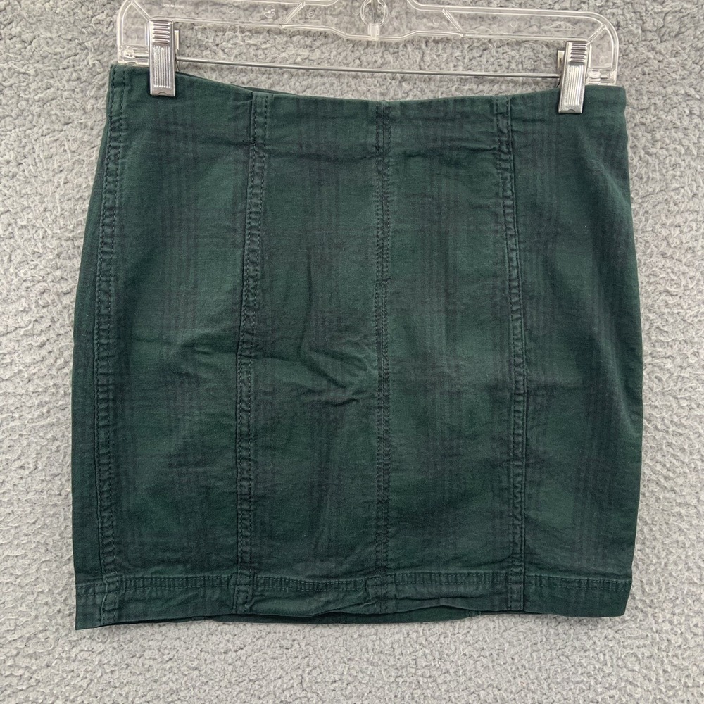 Free People Modern Femme Mini Skirt Dark Green Plaid Womens Size 6